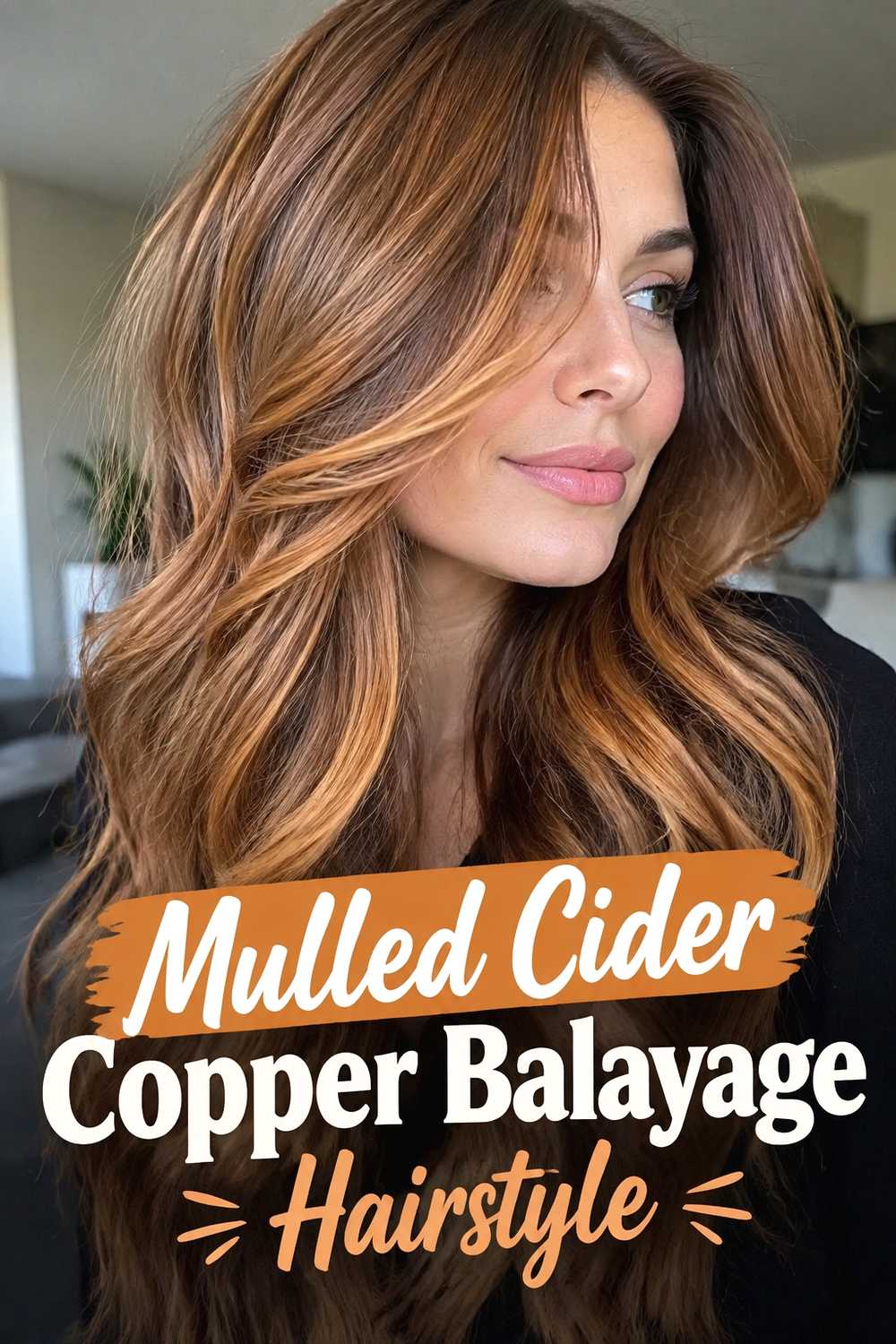 2. Mulled Cider Copper Balayage Hairstyle