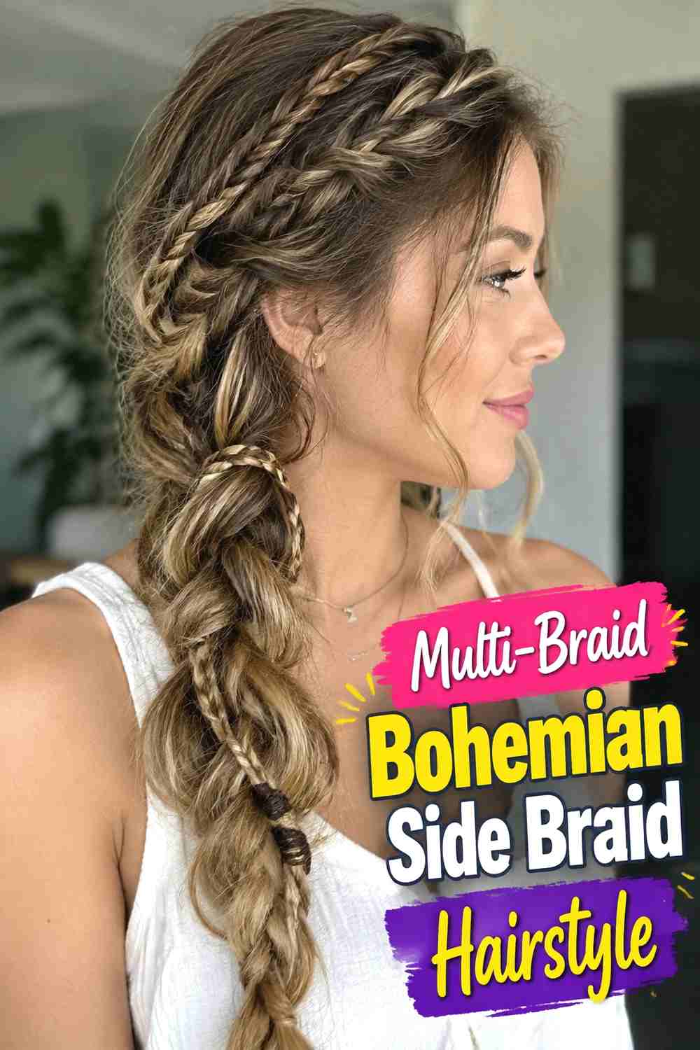 11. Multi Braid Bohemian Side Braid Hairstyle