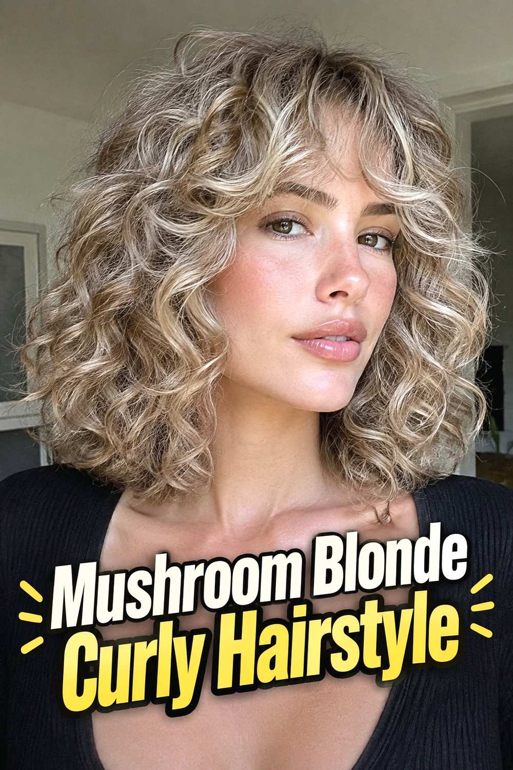 13. Mushroom Blonde Curly Hairstyle