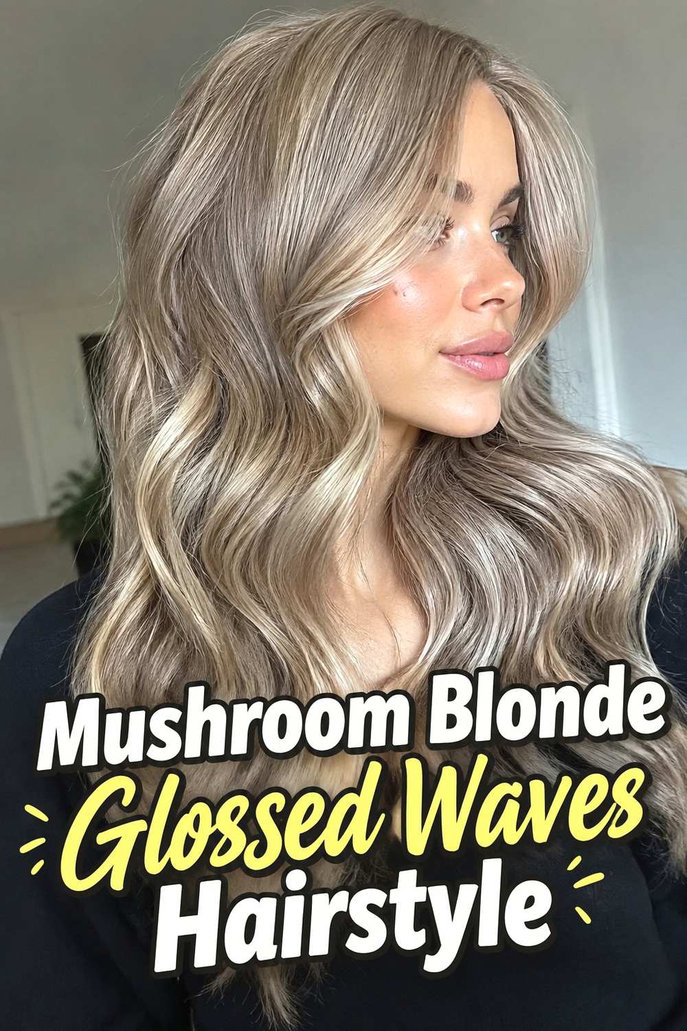 17. Mushroom Blonde Glossed Waves Hairstyle