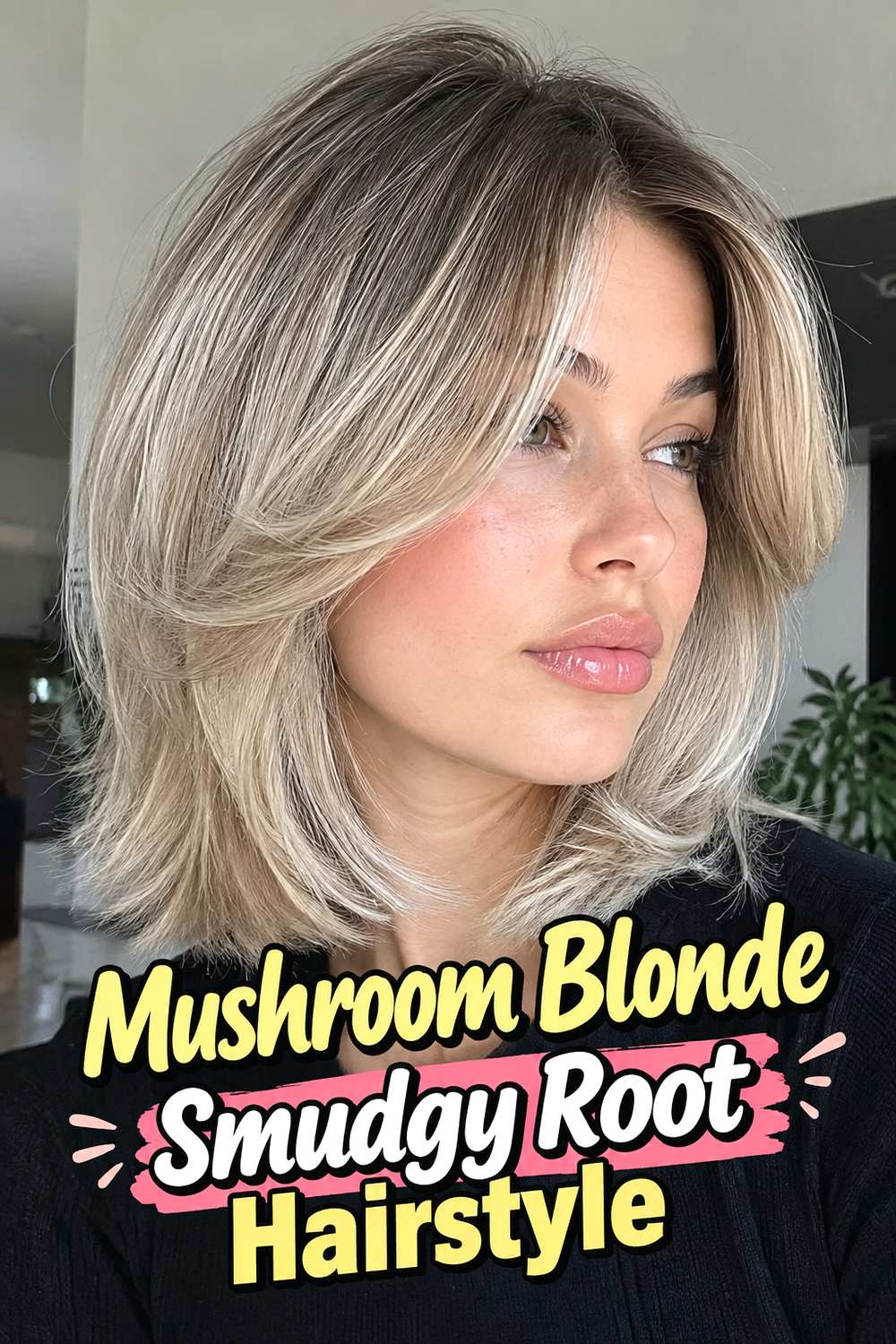 12. Mushroom Blonde Smudgy Root Hairstyle