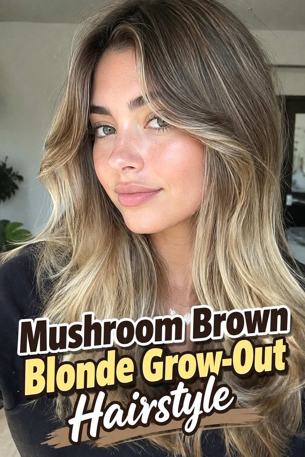 9. Mushroom Brown Blonde Grow Out Hairstyle
