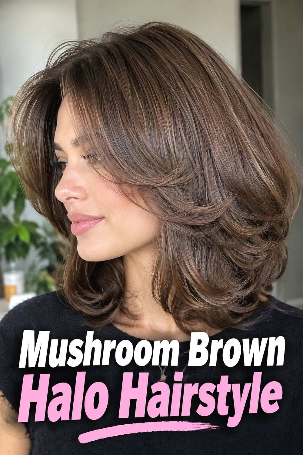 8. Mushroom Brown Halo Hairstyle