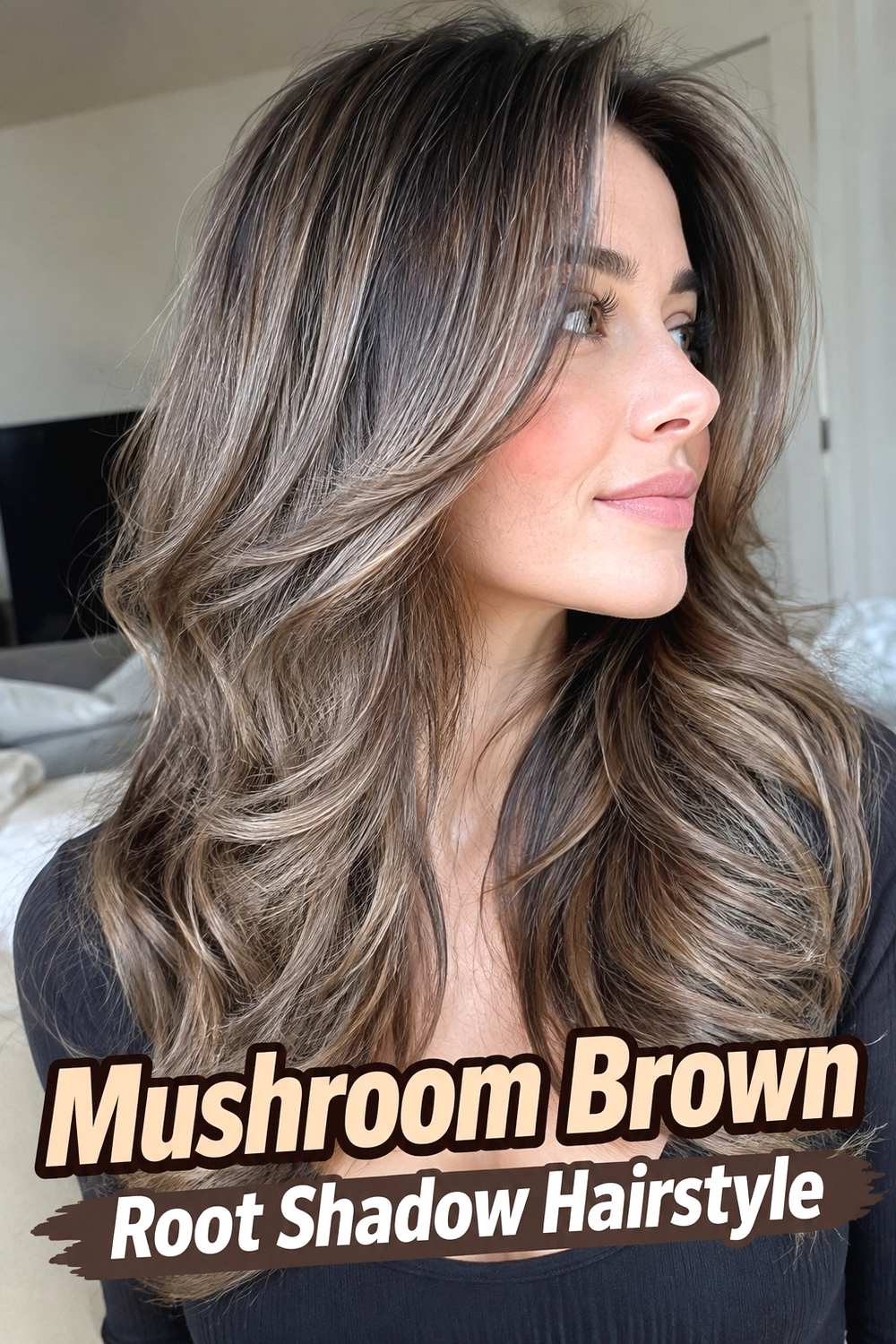 4. Mushroom Brown Root Shadow Hairstyle