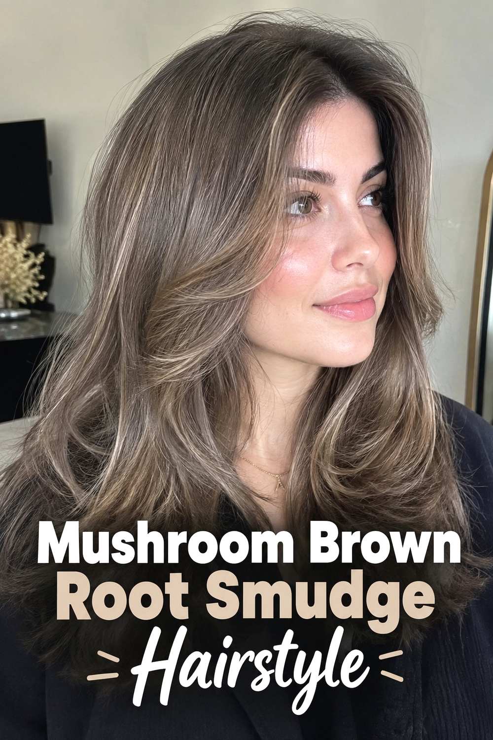 2. Mushroom Brown Root Smudge Hairstyle