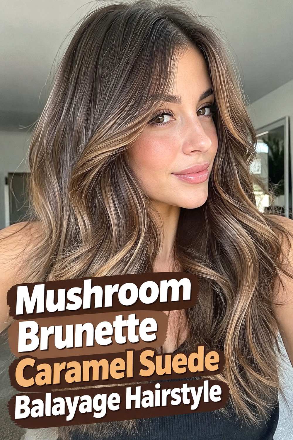 10. Mushroom Brunette Caramel Suede Balayage Hairstyle