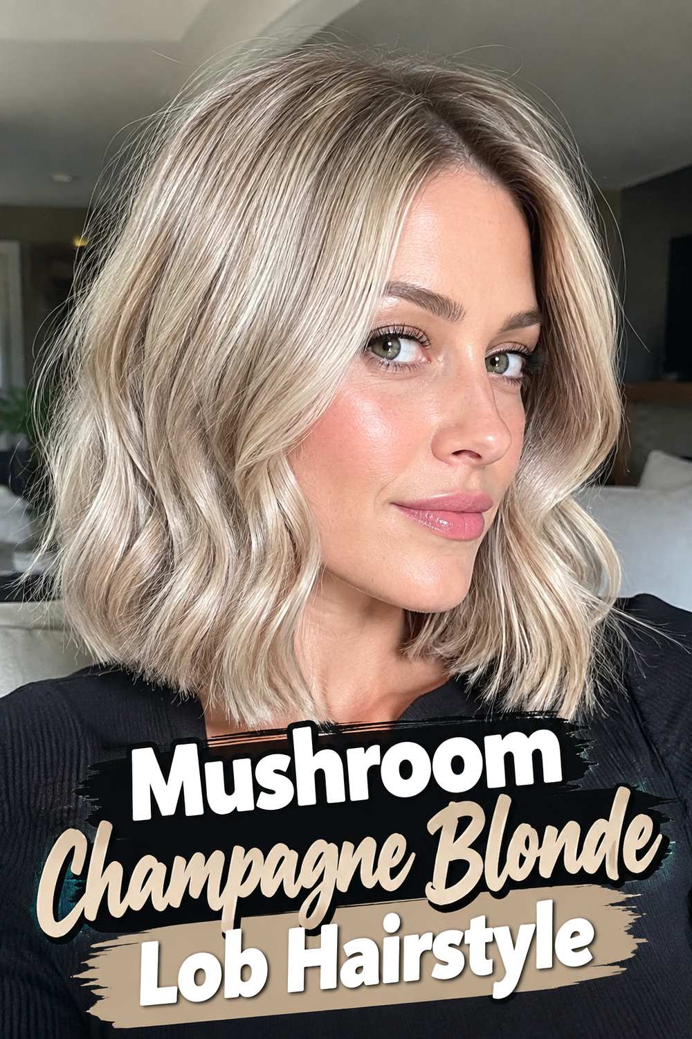 Mushroom Champagne Blonde Lob Hairstyle