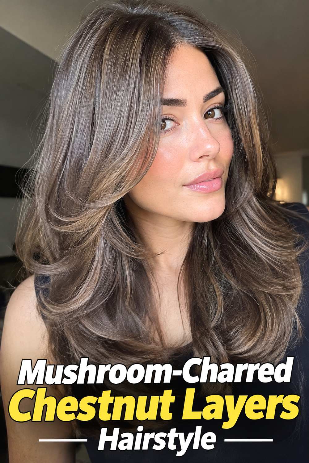 Mushroom-Charred Chestnut Layers Hairstyle
