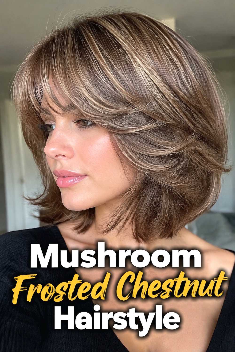 8. Mushroom Frosted Chestnut Hairstyle