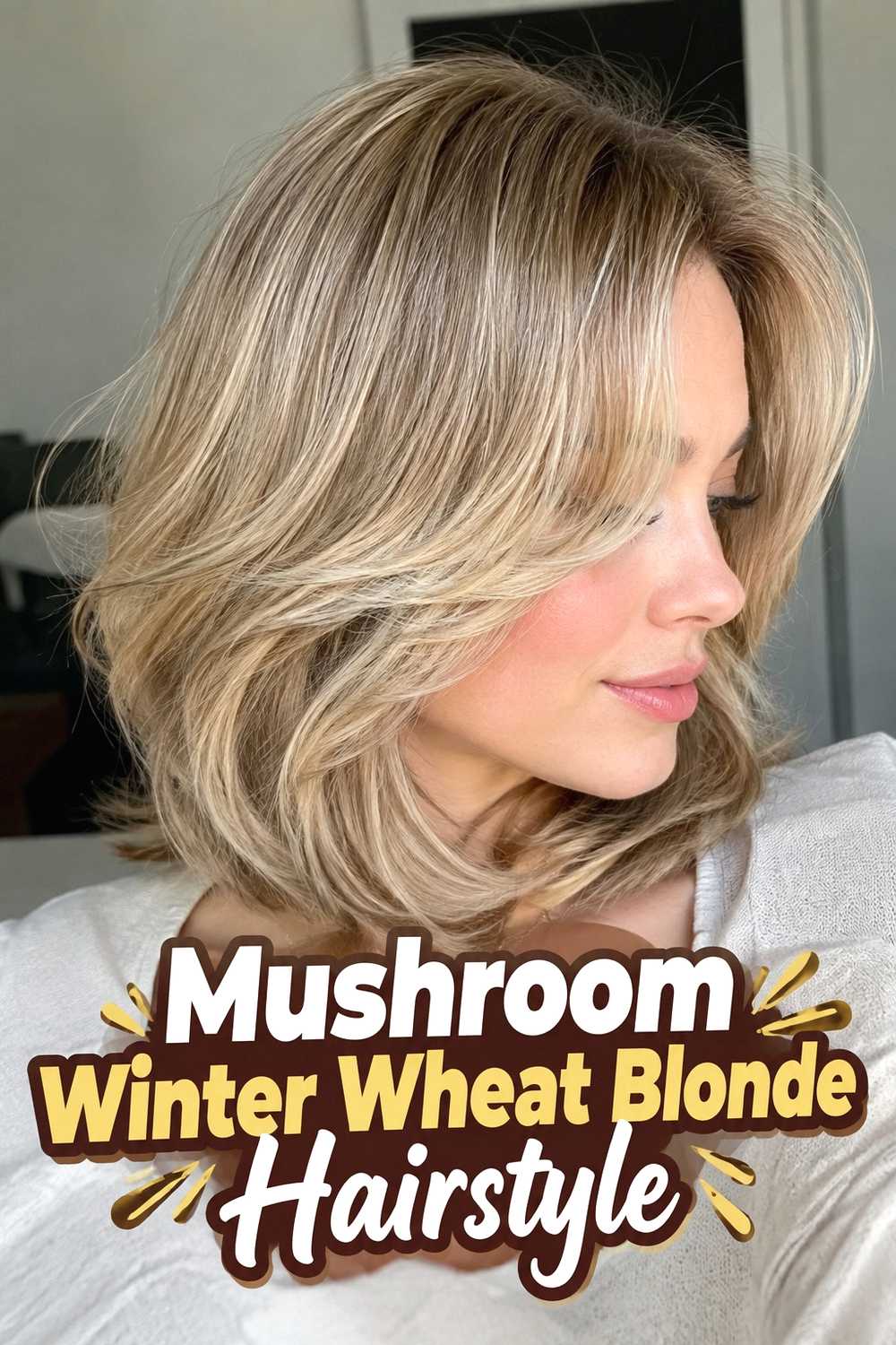 13. Mushroom Winter Wheat Blonde Hairstyle