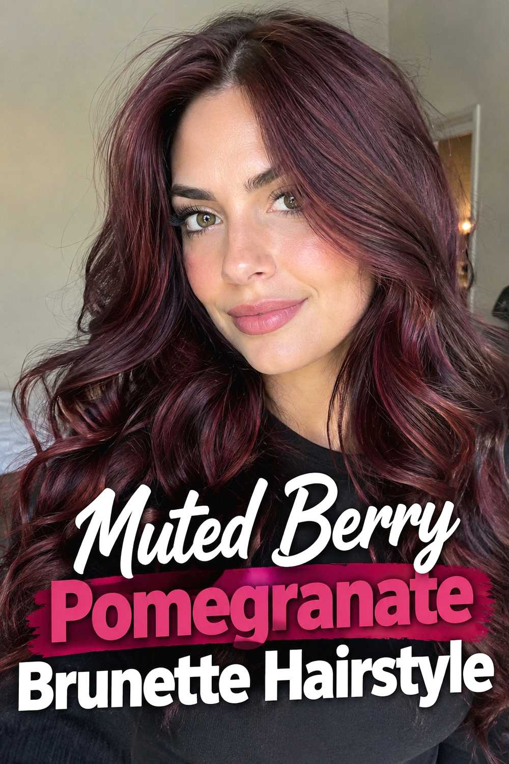 11. Muted Berry Pomegranate Brunette Hairstyle