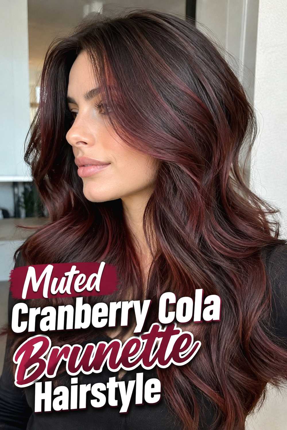 11. Muted Cranberry Cola Brunette Hairstyle