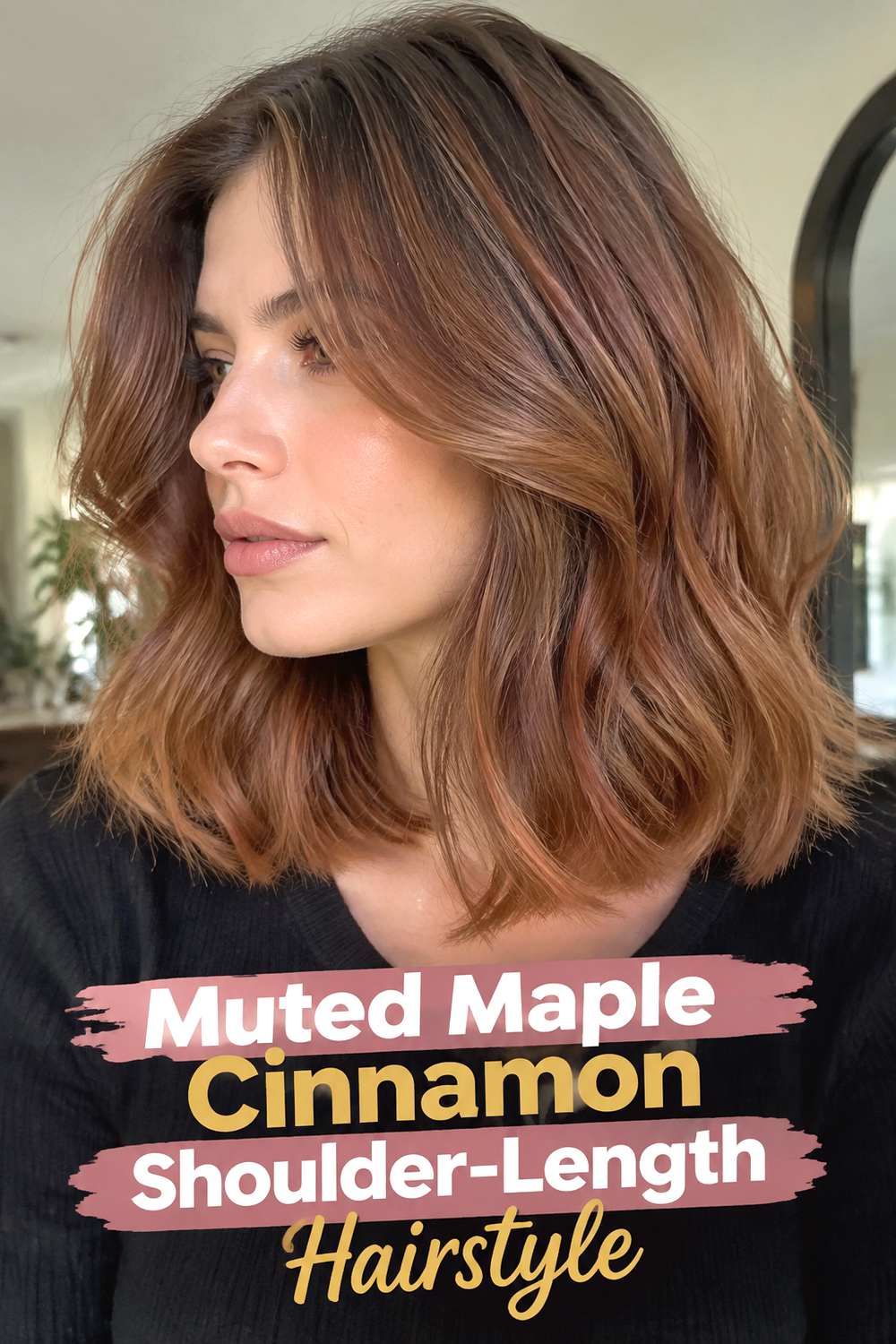 Muted Maple Cinnamon Shoulder-Length Hairstyle