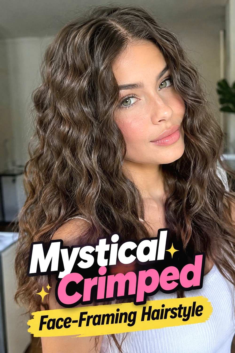 14. Mystical Crimped Face Framing Hairstyle