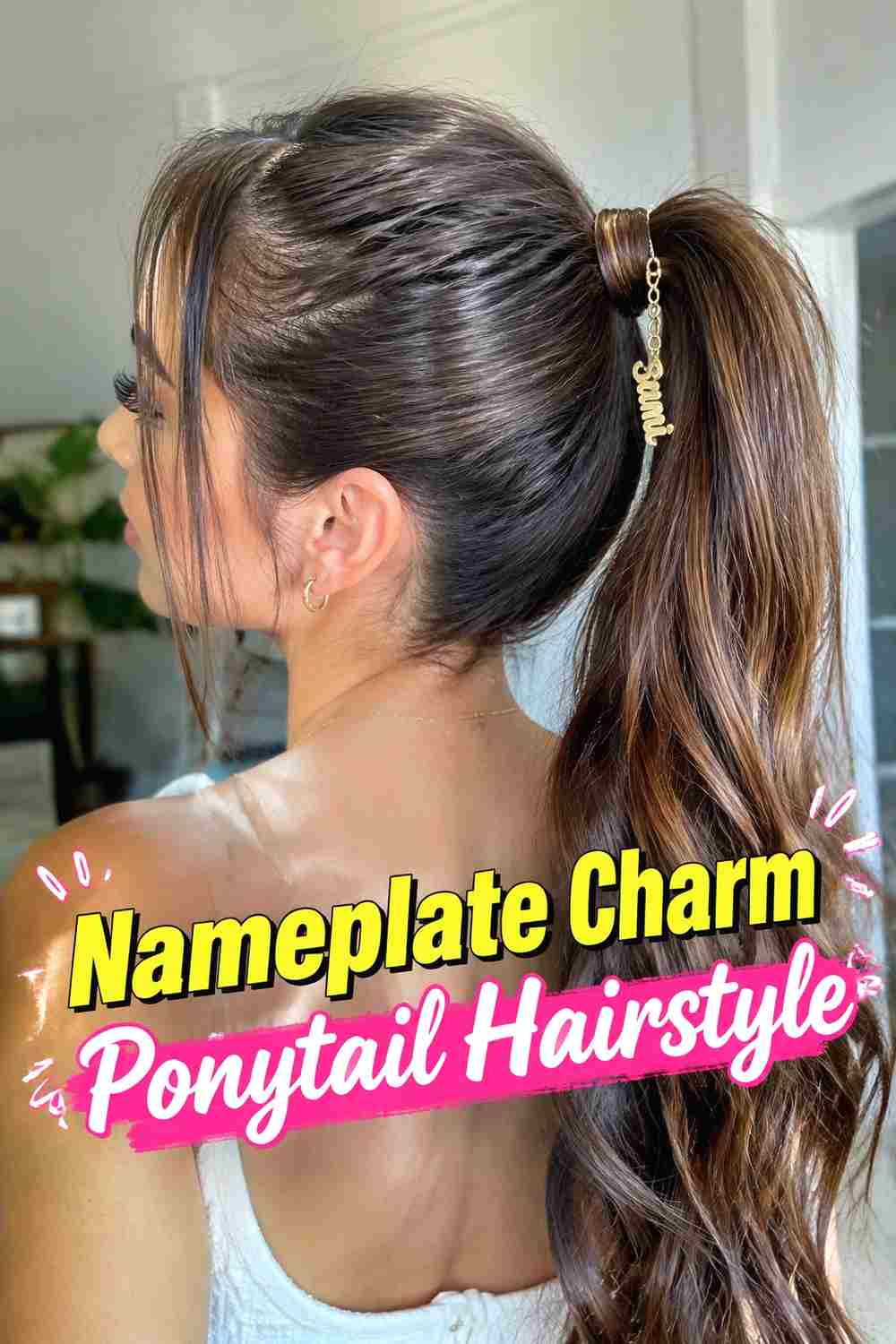 4. Nameplate Charm Ponytail Hairstyle