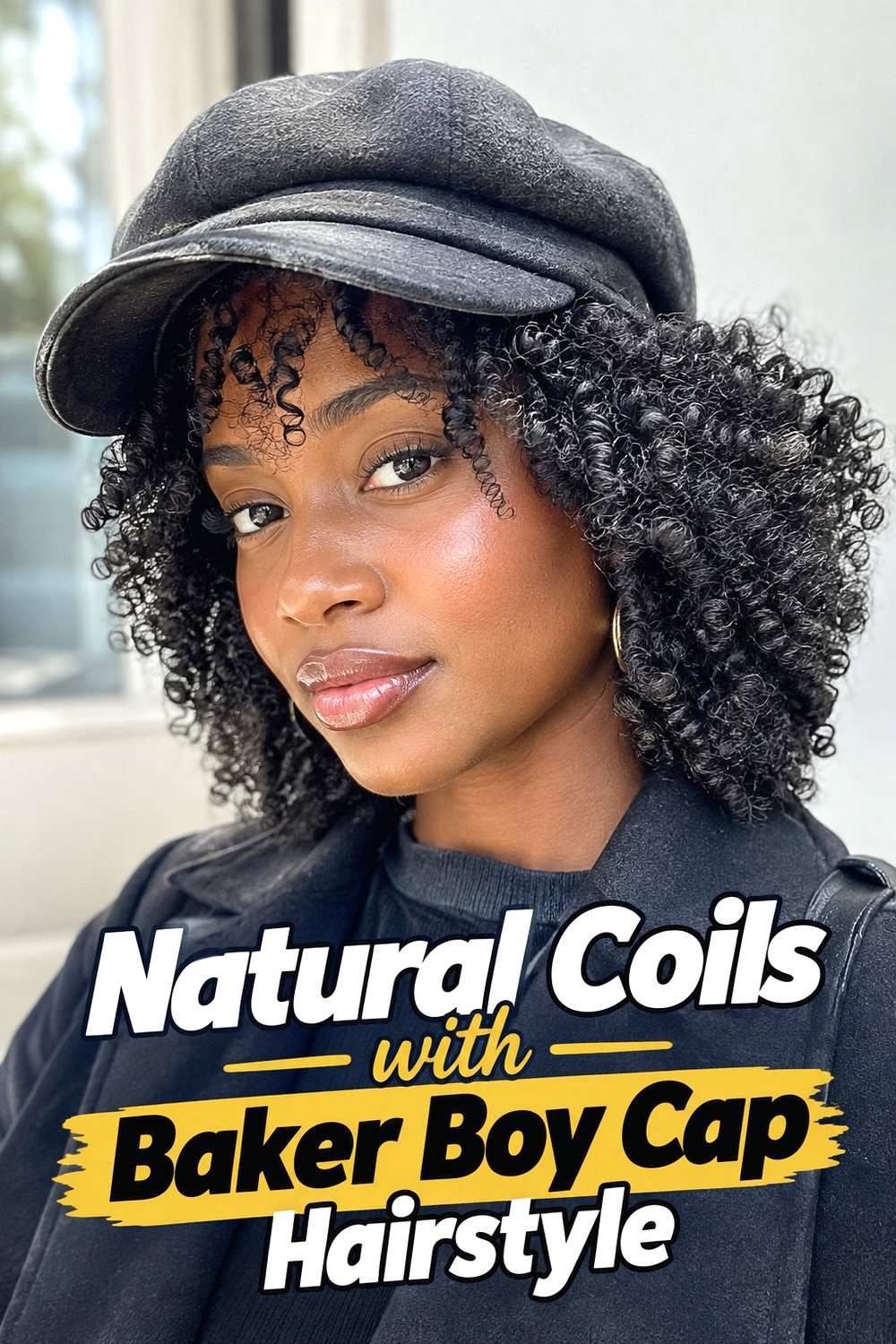 14. Natural Coils With Baker Boy Cap Hairstyle