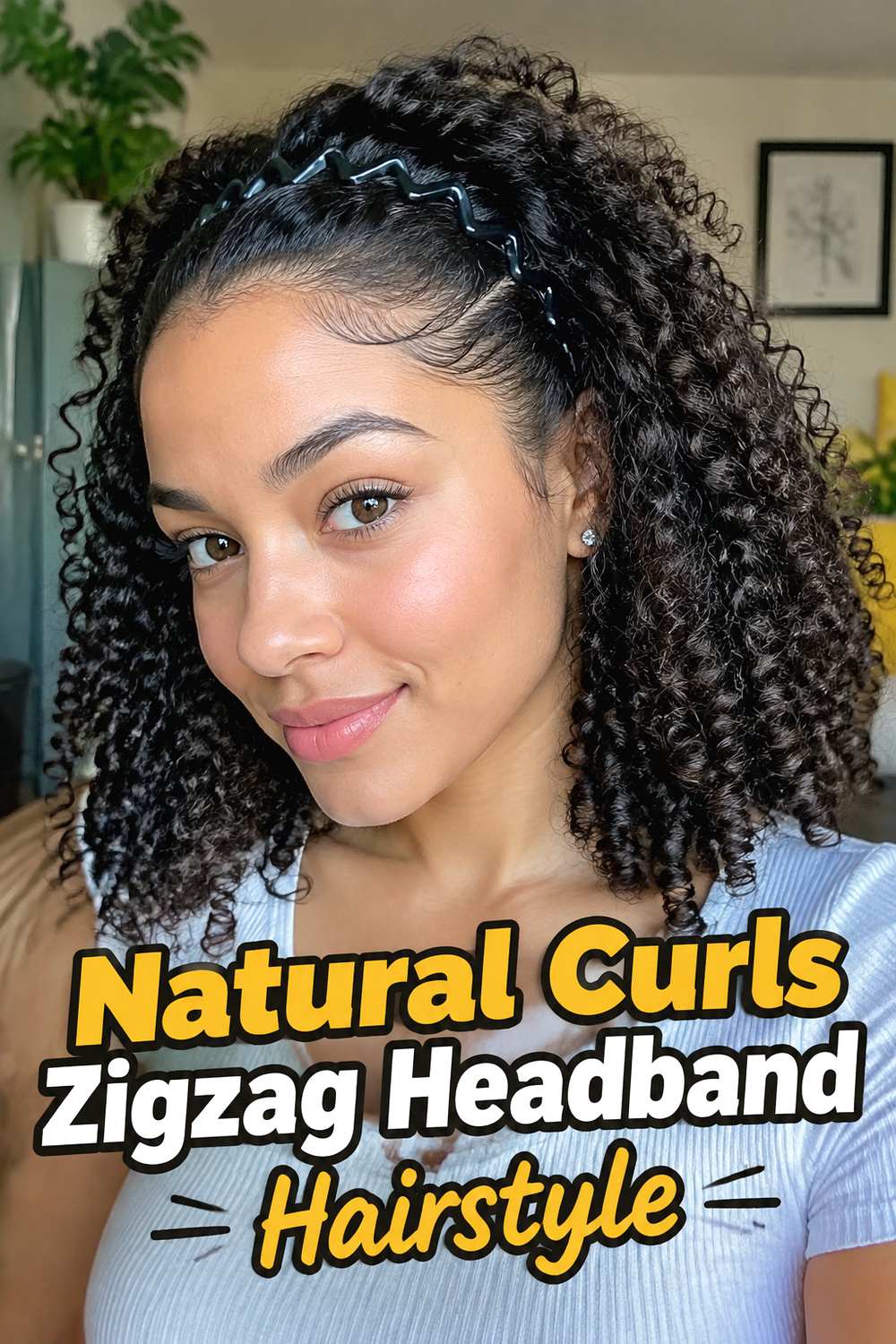 Natural Curls Zigzag Headband Hairstyle