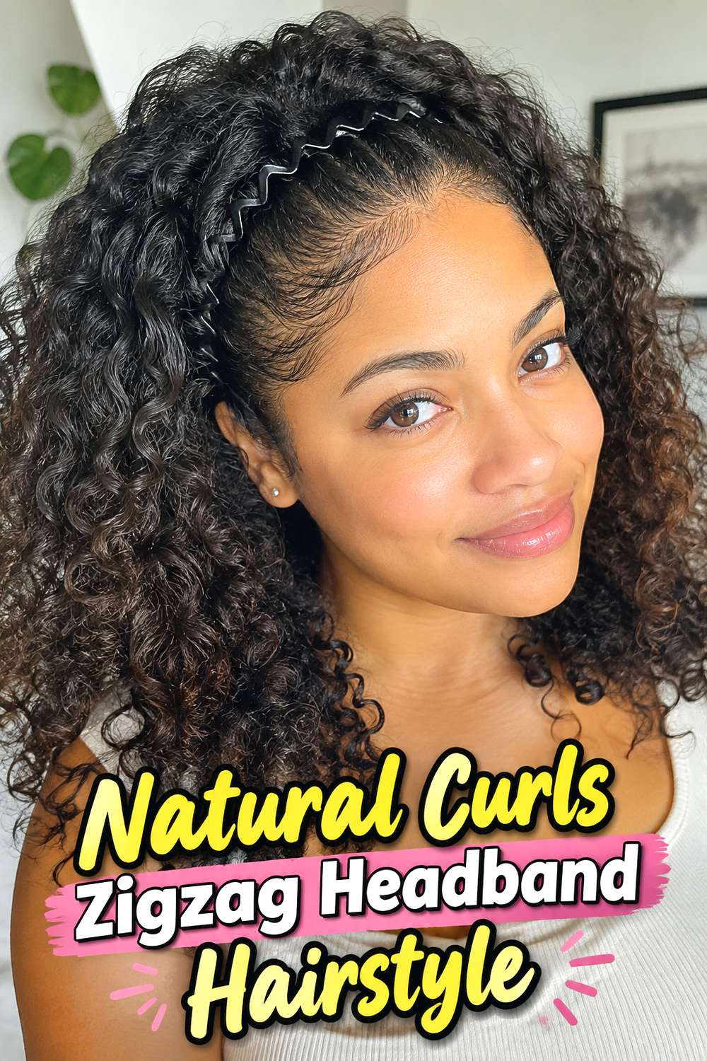 Natural Curls Zigzag Headband Hairstyle