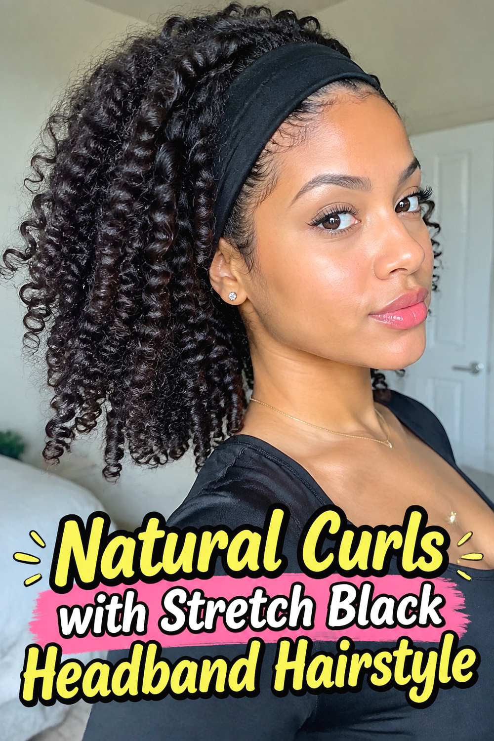 Natural Curls with Stretch Black Headband Hairstyle