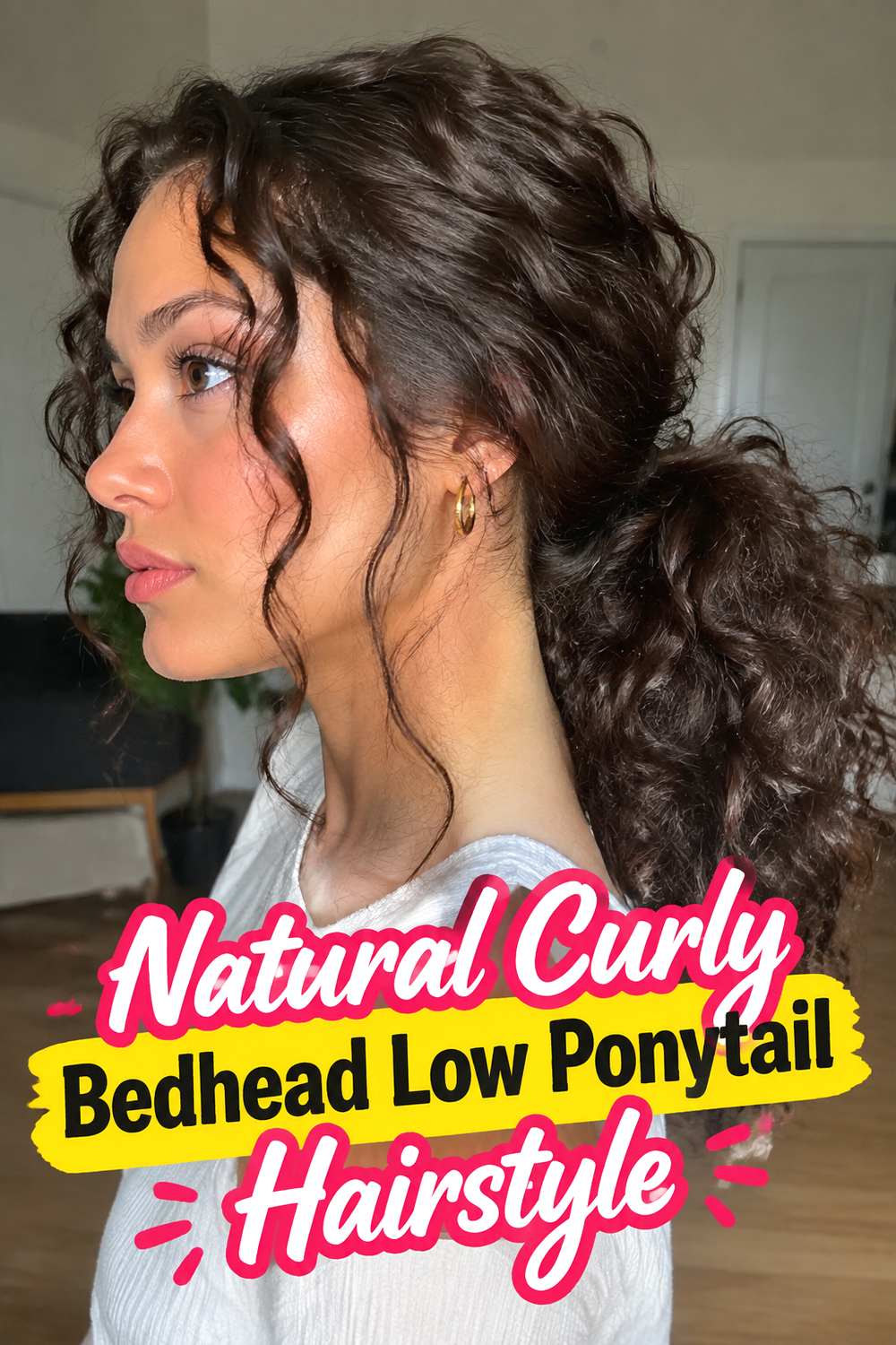 Natural Curly Bedhead Low Ponytail Hairstyle