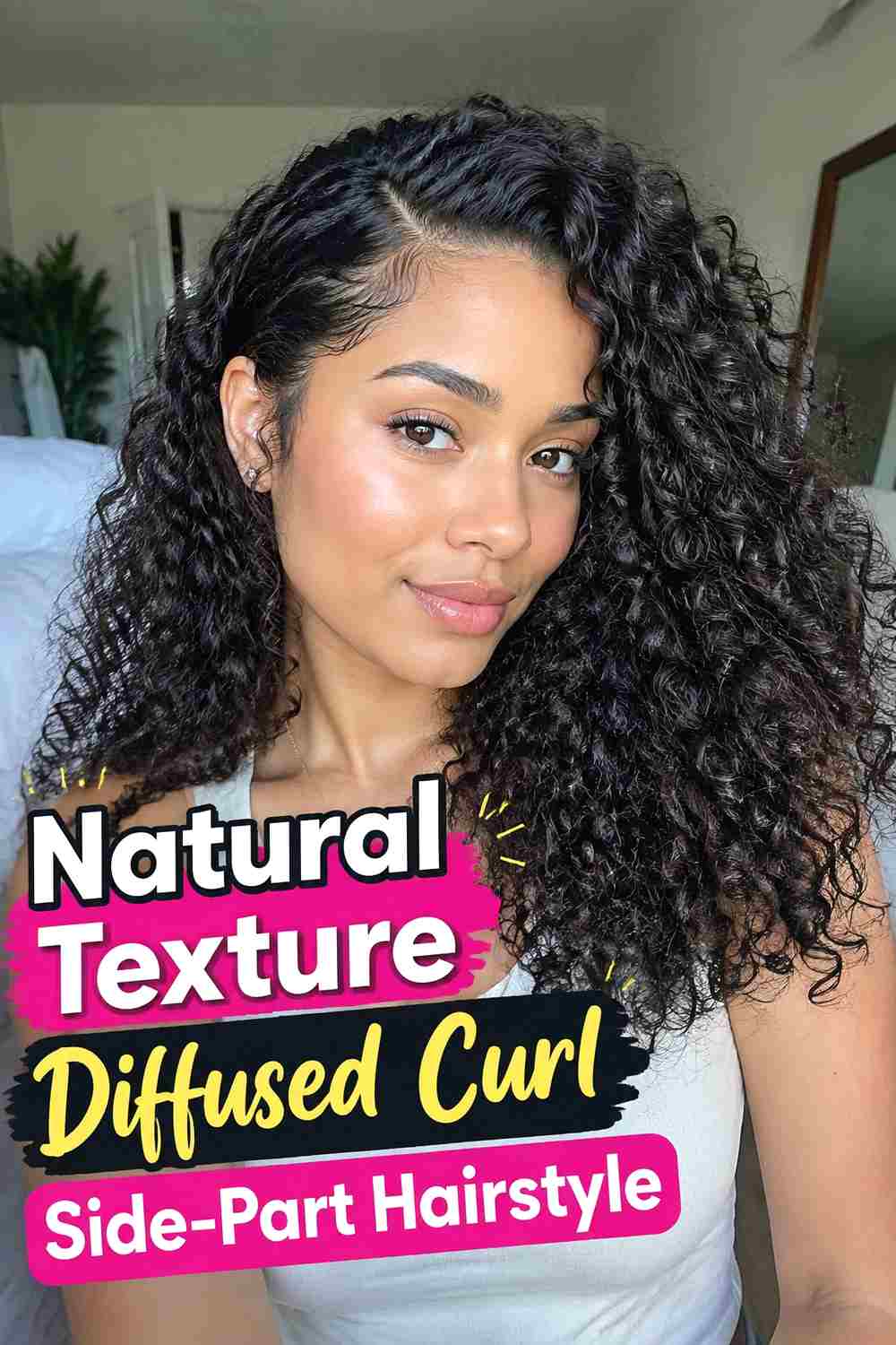 14. Natural Texture Diffused Curl Side Part Hairstyle