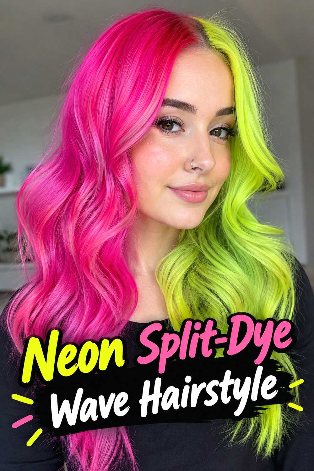 2. Neon Split Dye Wave Hairstyle