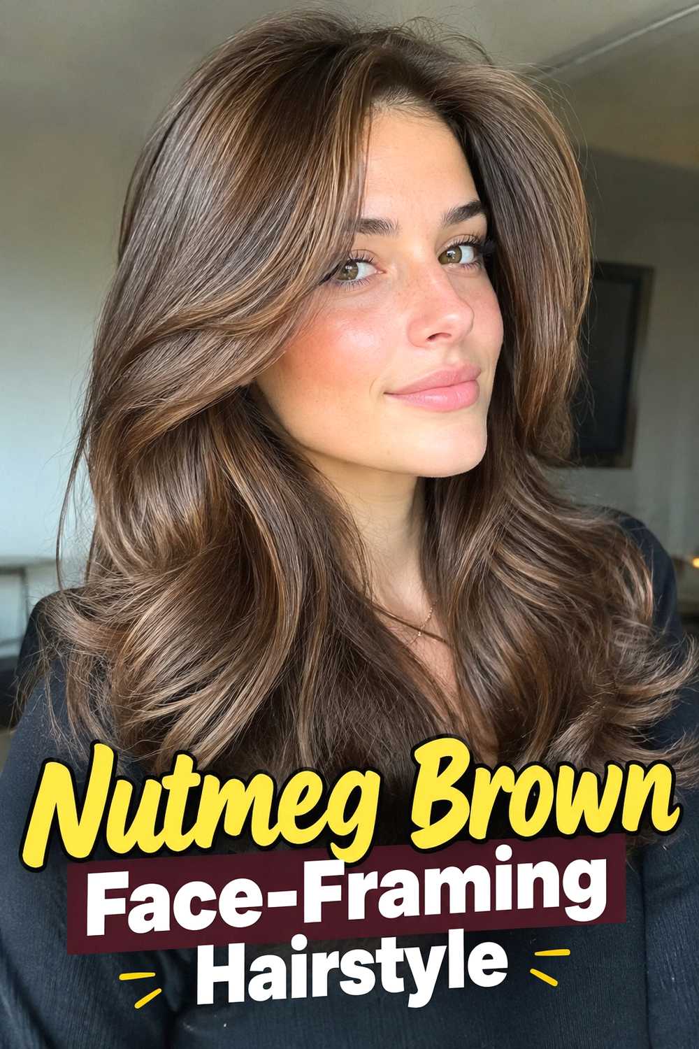 9. Nutmeg Brown Face Framing Hairstyle