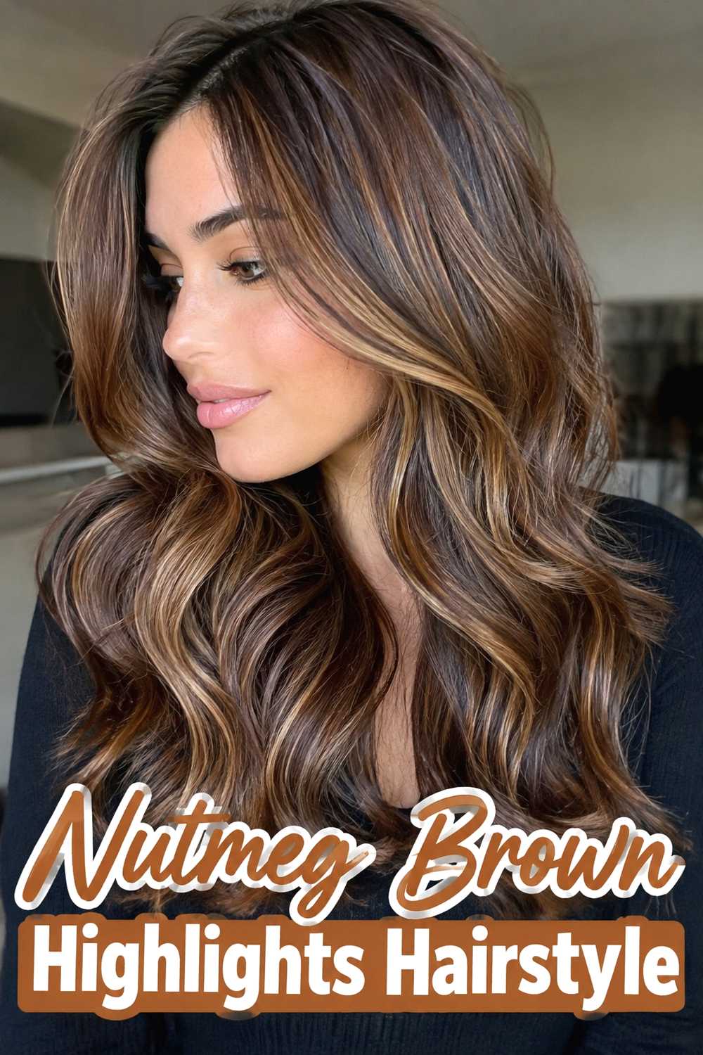 8. Nutmeg Brown Highlights Hairstyle
