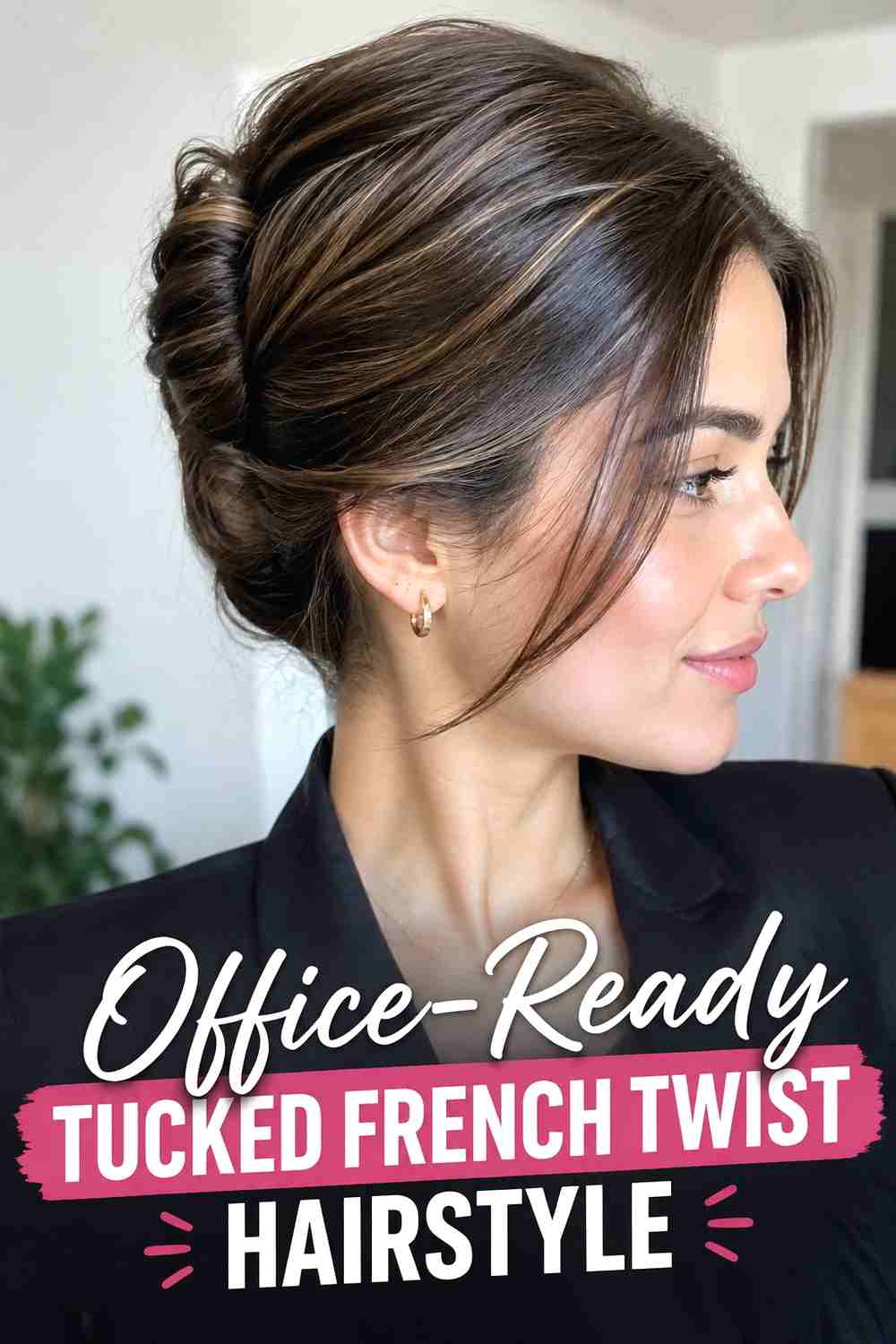 18. Office Ready Tucked French Twist Hairstyle