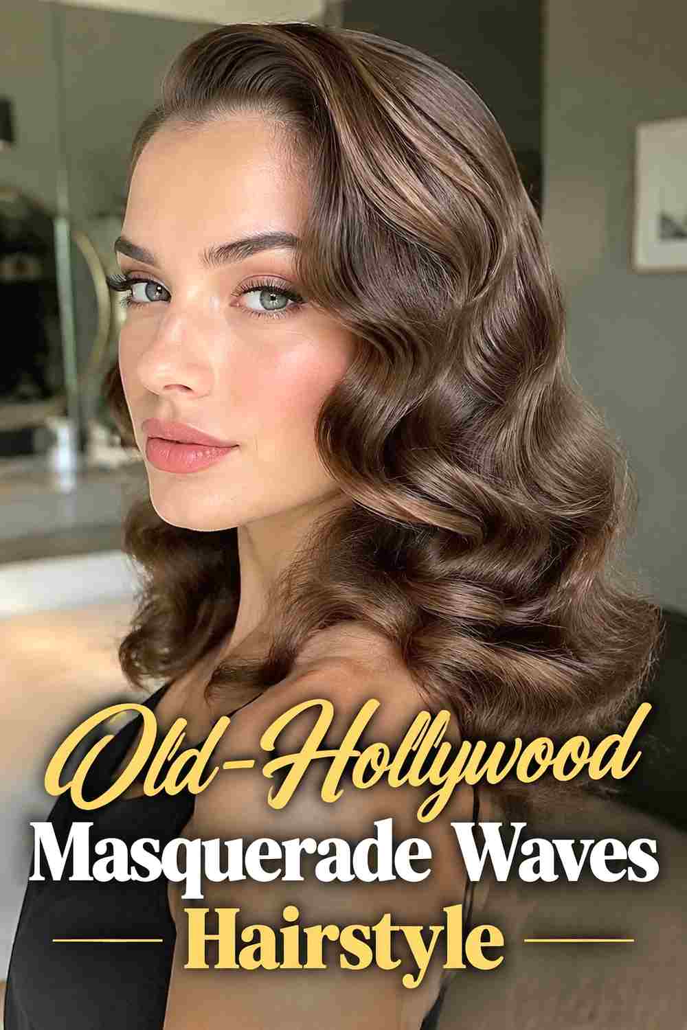 10. Old Hollywood Masquerade Waves Hairstyle