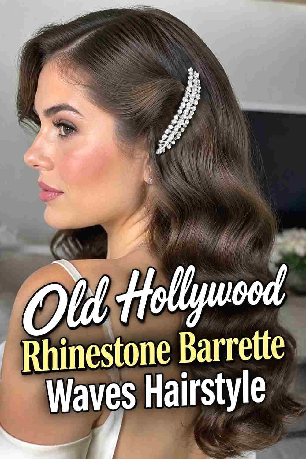 14. Old Hollywood Rhinestone Barrette Waves Hairstyle