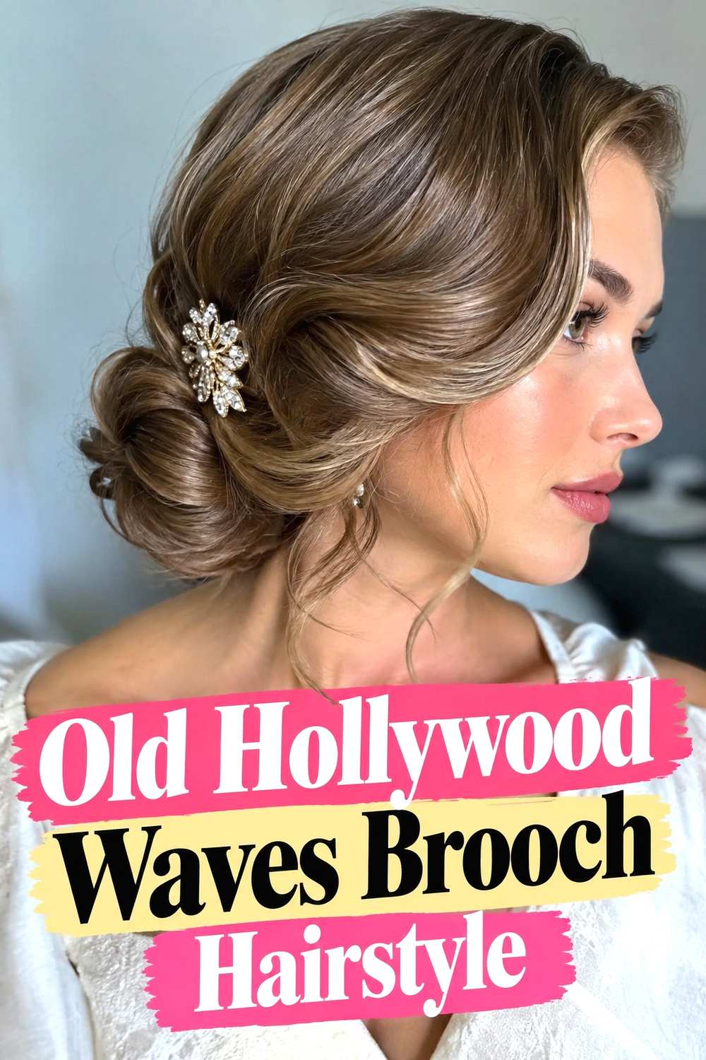 5. Old Hollywood Waves Brooch Hairstyle