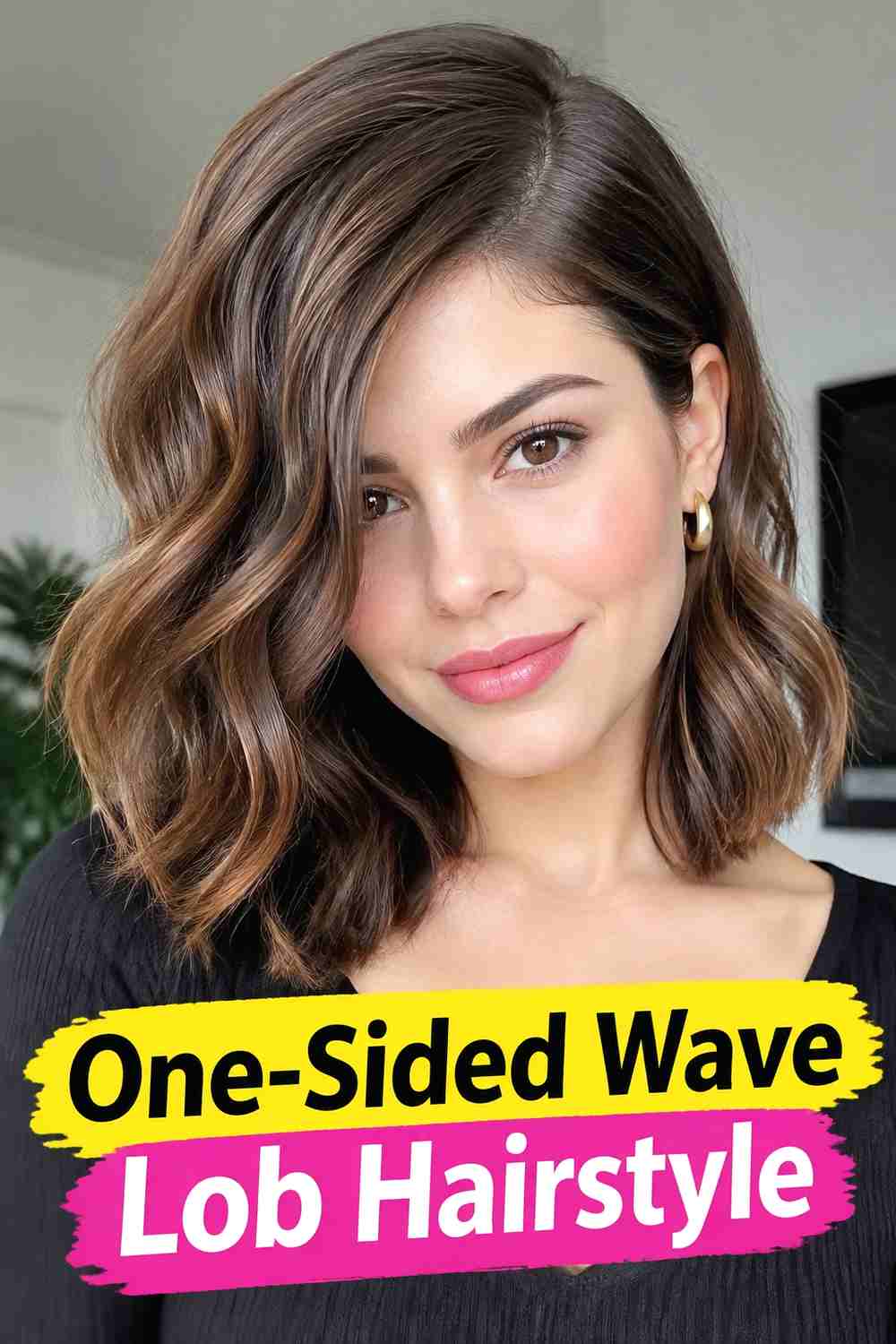 6. One Sided Wave Lob Hairstyle