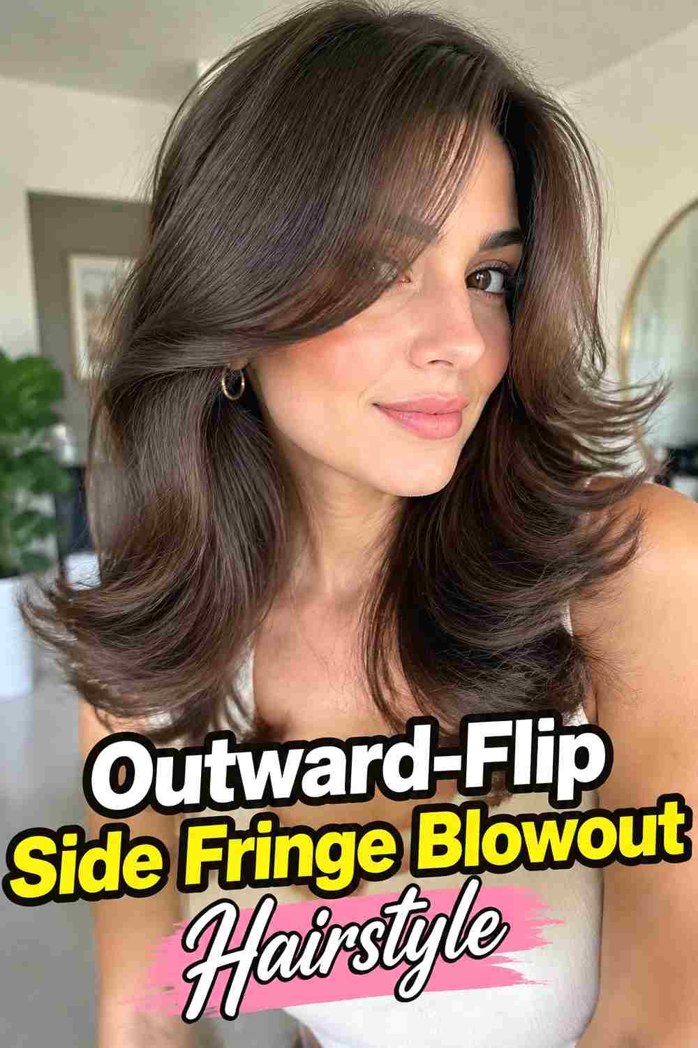 14. Outward Flip Side Fringe Blowout Hairstyle