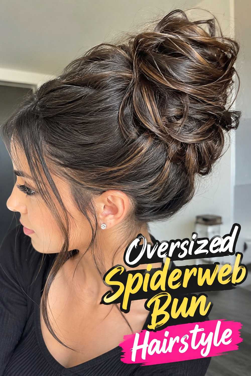 12. Oversized Spiderweb Bun Hairstyle