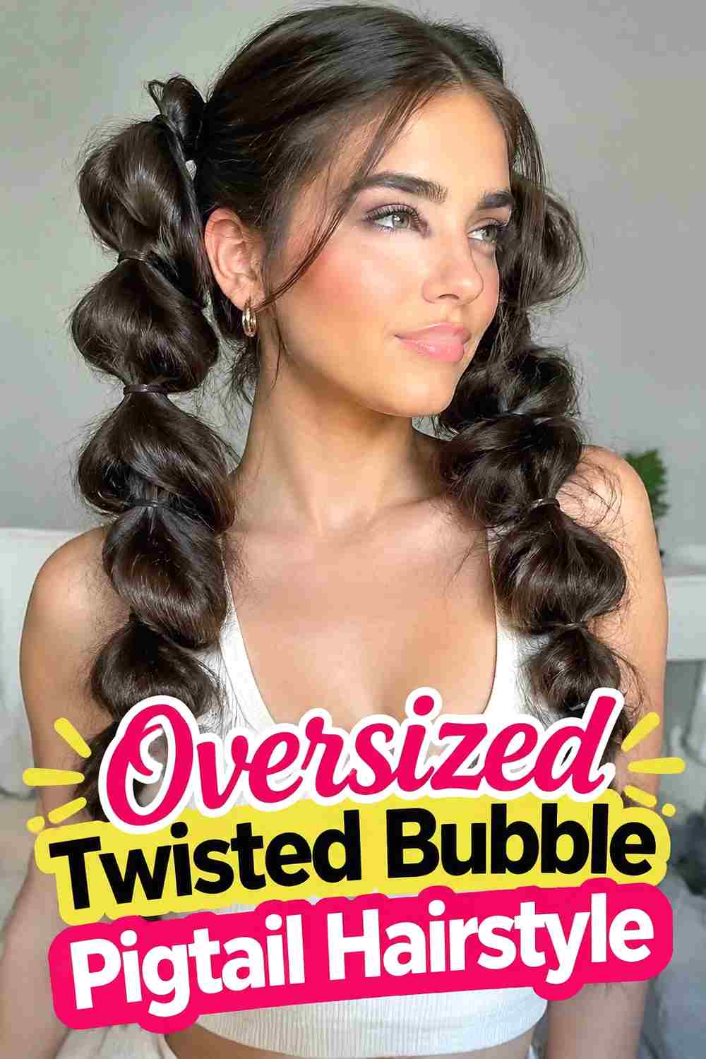 5. Oversized Twisted Bubble Pigtail Hairstyle