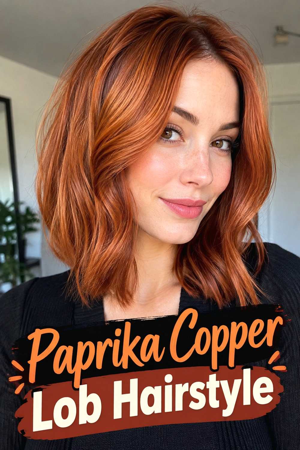 7. Paprika Copper Lob Hairstyle