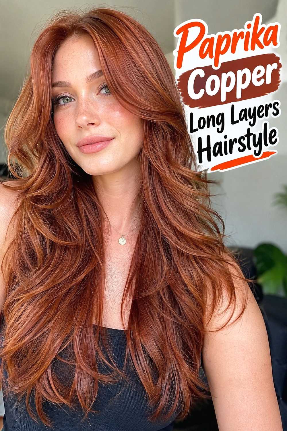 8. Paprika Copper Long Layers Hairstyle