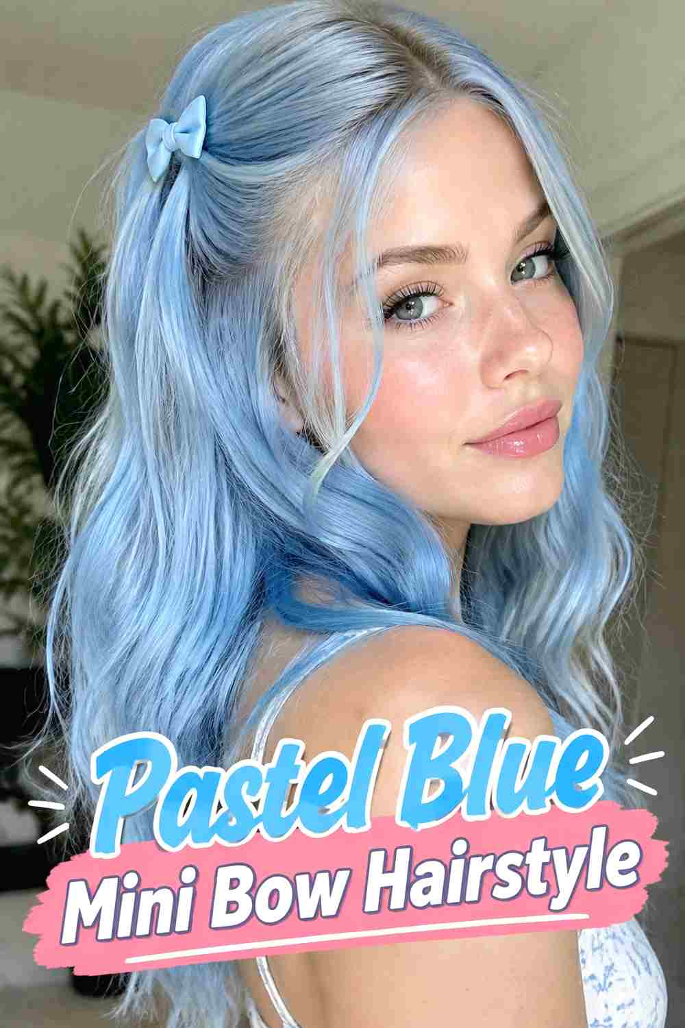 6. Pastel Blue Mini Bow Hairstyle