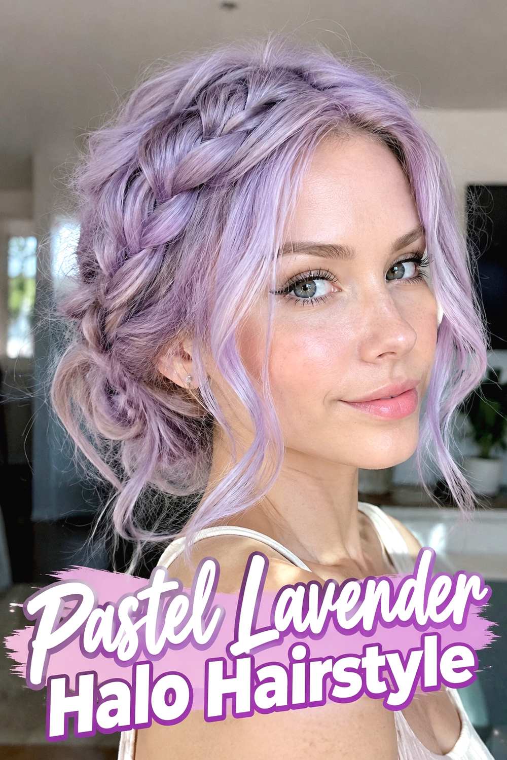 17. Pastel Lavender Halo Hairstyle