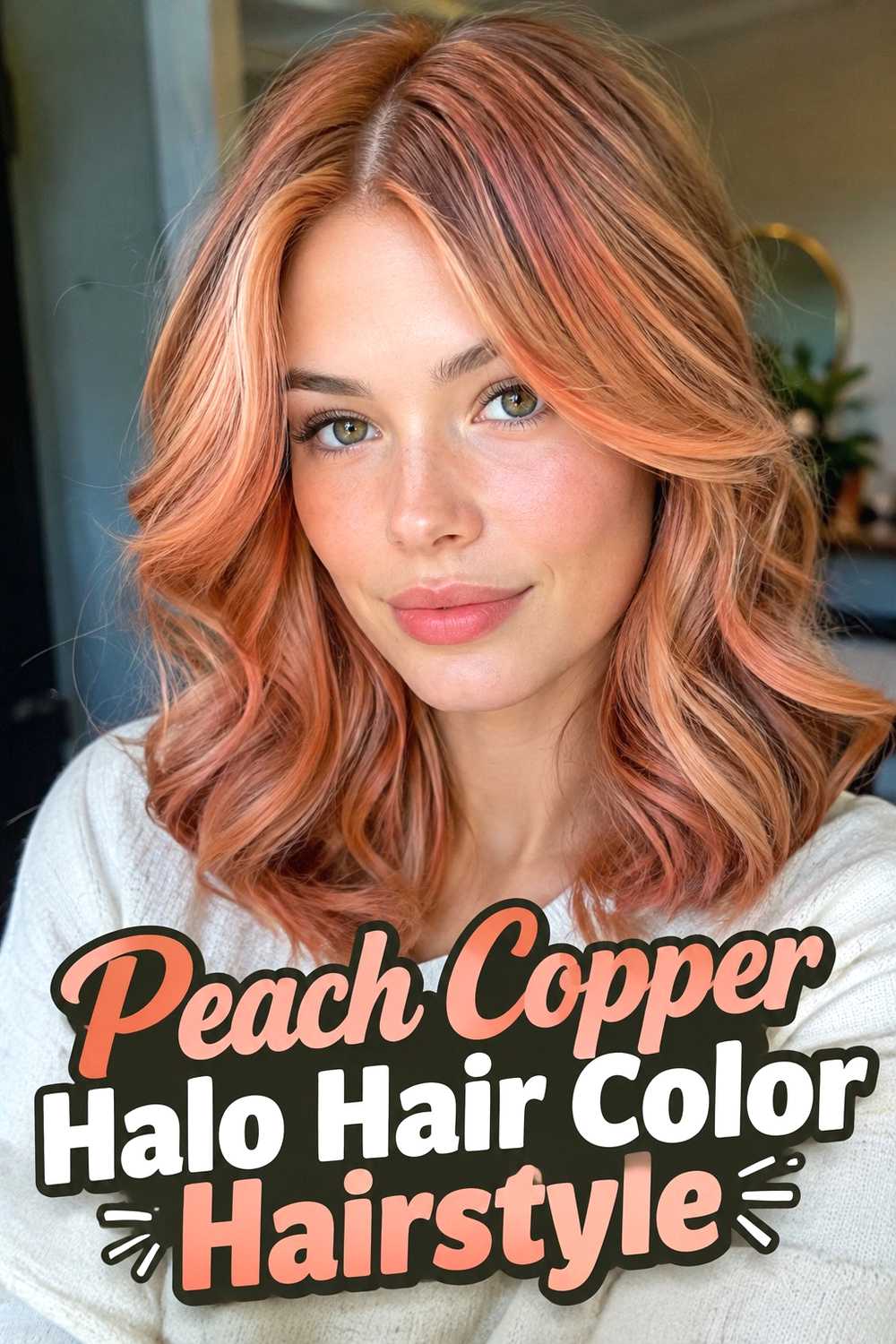 7. Peach Copper Halo Hair Color Hairstyle