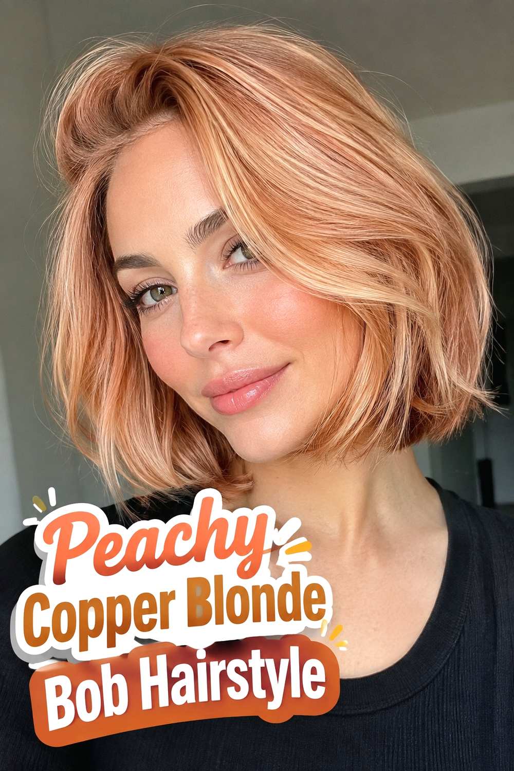9. Peachy Copper Blonde Bob Hairstyle