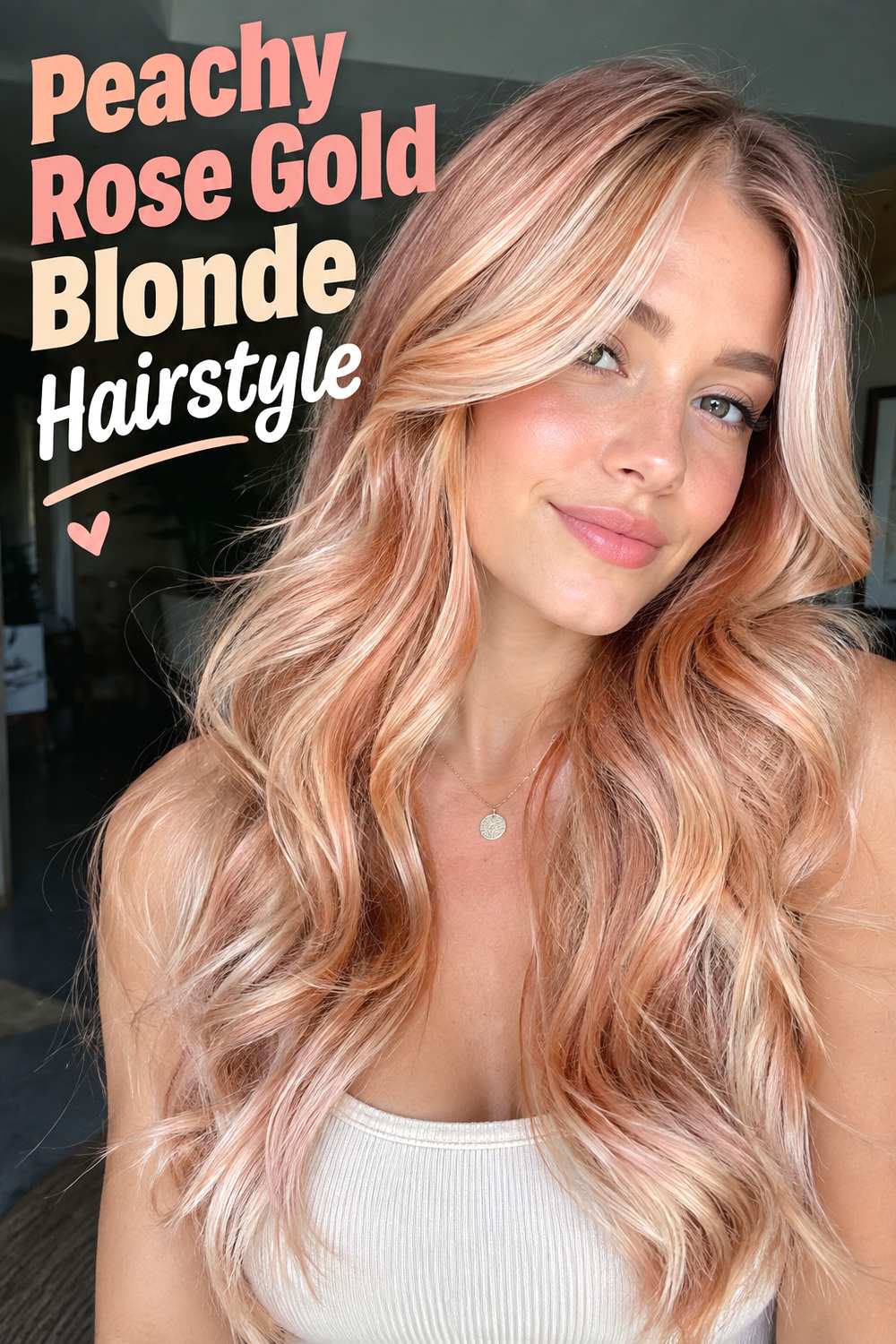 2. Peachy Rose Gold Blonde Hairstyle