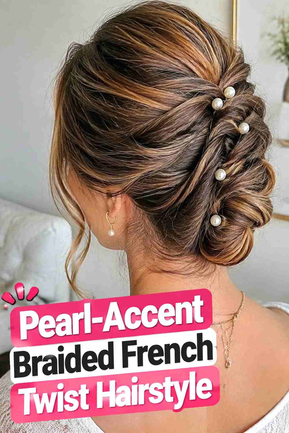 12. Pearl Accent Braided French Twist Hairstyle