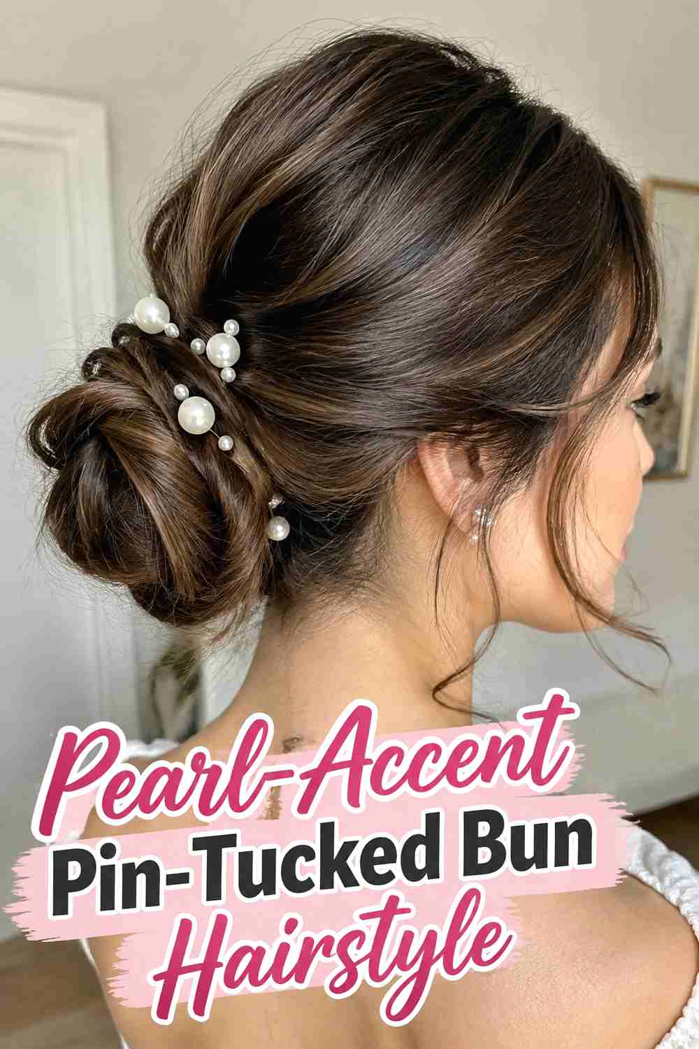 12. Pearl Accent Pin Tucked Bun Hairstyle
