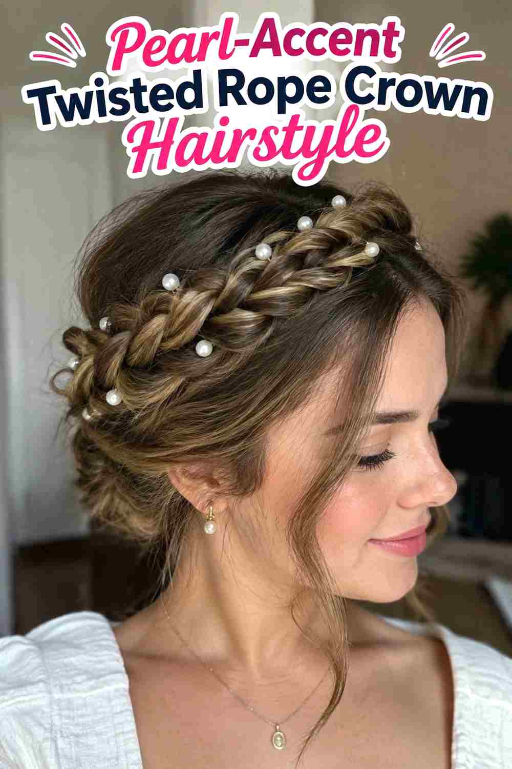 13. Pearl Accent Twisted Rope Crown Hairstyle