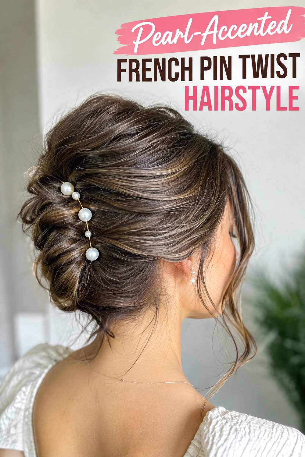 Pearl-Accented French Pin Twist Hairstyle