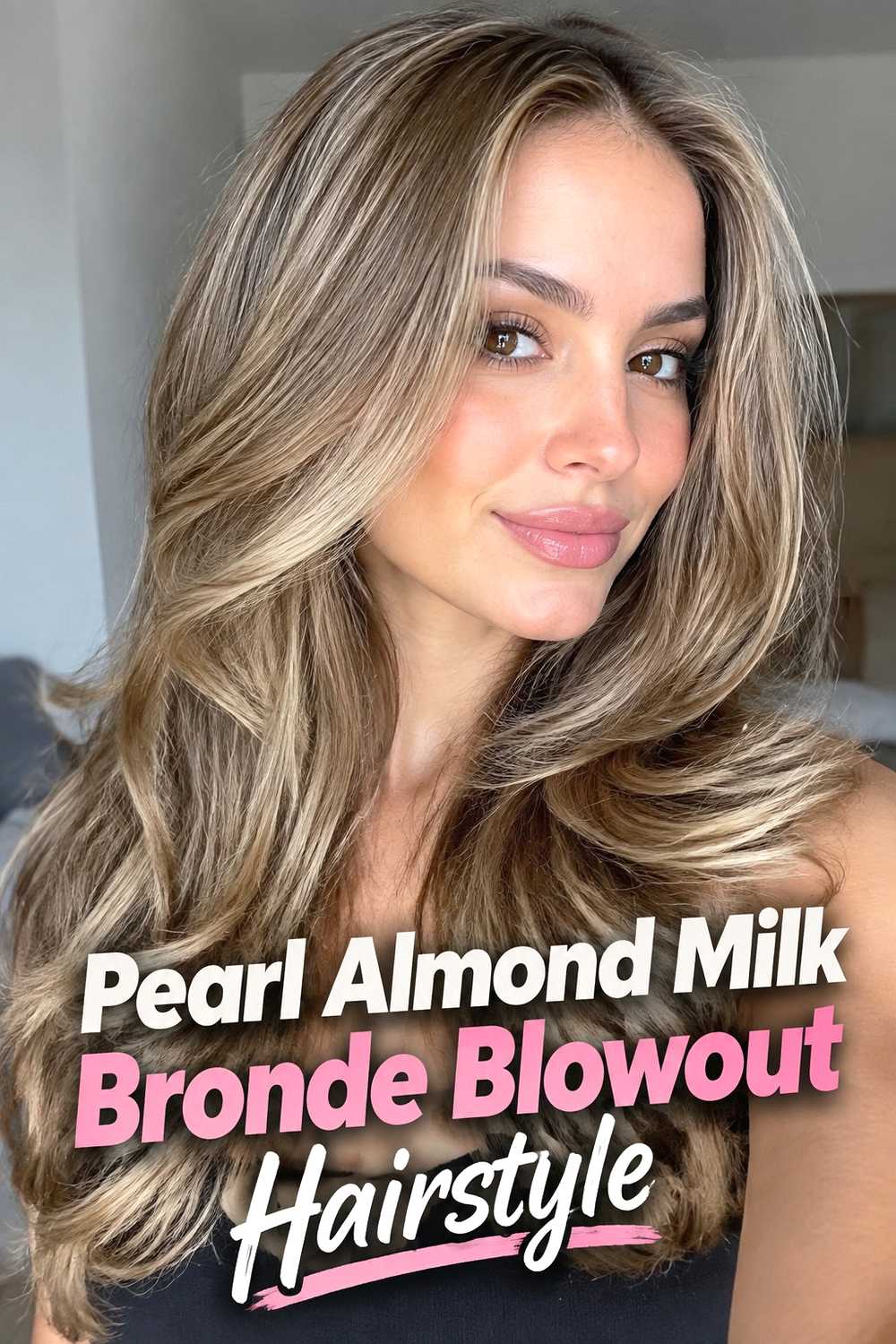 15. Pearl Almond Milk Bronde Blowout Hairstyle