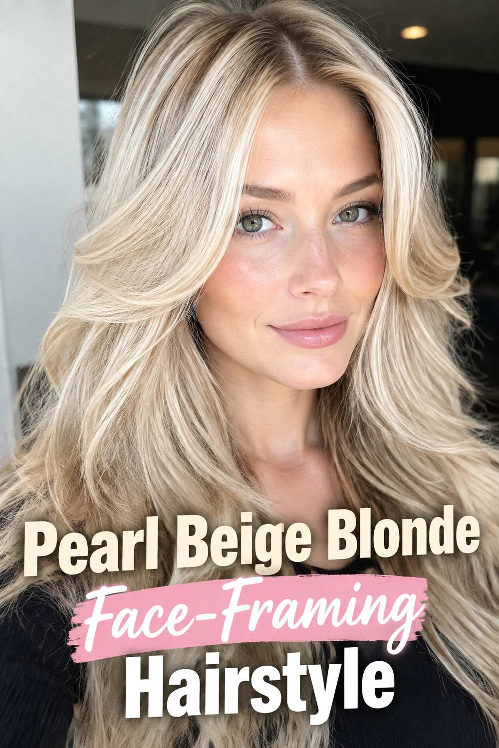 Pearl Beige Blonde Face-Framing Hairstyle