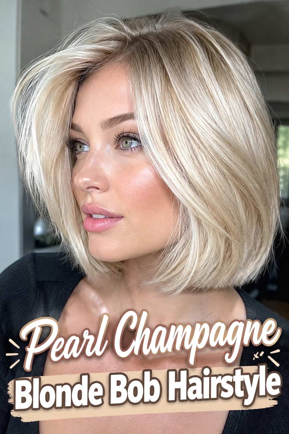 Pearl Champagne Blonde Bob Hairstyle